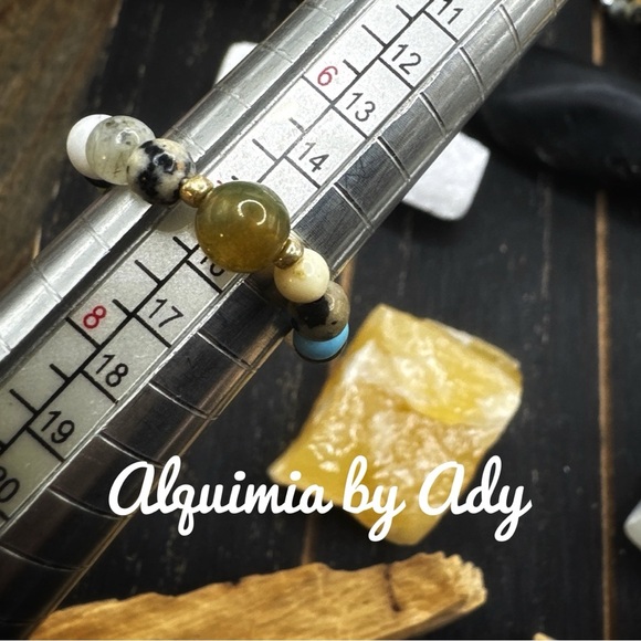 Dalmatian Jasper beaded handmade charms ring multi stones - Picture 2 of 2